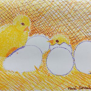 Vida. unos pollitos saliendo de los huevos